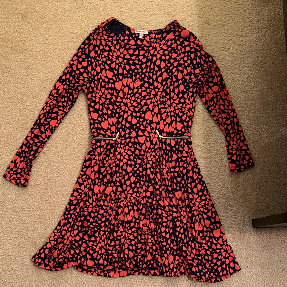 Juicy Couture Red and Black Heart Mini Dress size M